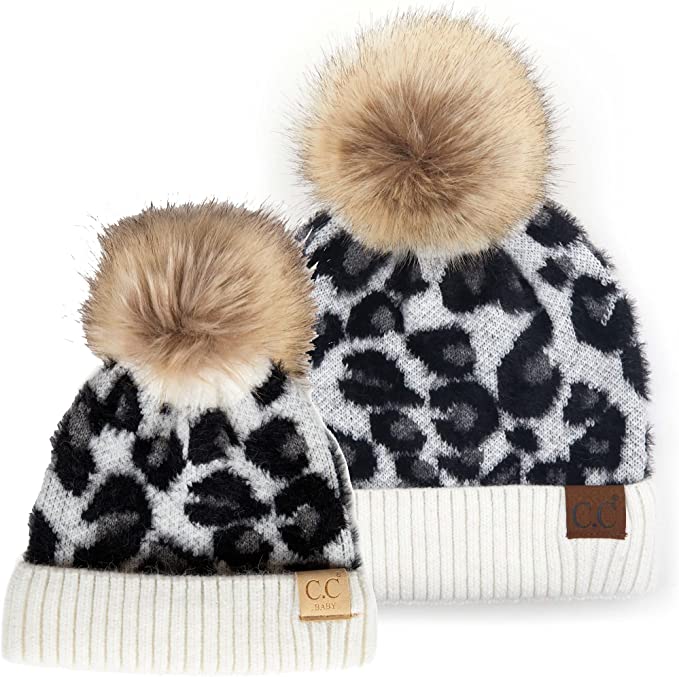 Mama & baby bijpassende mutsenset - luipaardmotief