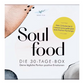 Soulfood is een doosje met 30 kaarten die een aantal kleine oefeningen uit de positieve psychologie bevatten om te helpen gelukkiger, meer mindful en positiever door het leven te gaan. 